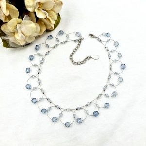 ROBERT ROSE BLUE STRETCH COLLAR CHOKER NECKLACE